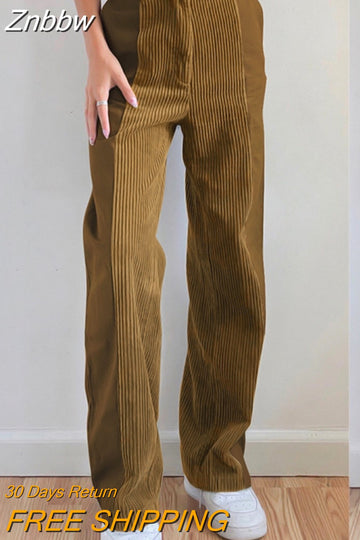 Znbbw Women Sweet Corduroy Patchwork Straight Pants High Waist Baggy Holiday Fashion Harajuku Vintage Casual Wide Leg Trousers